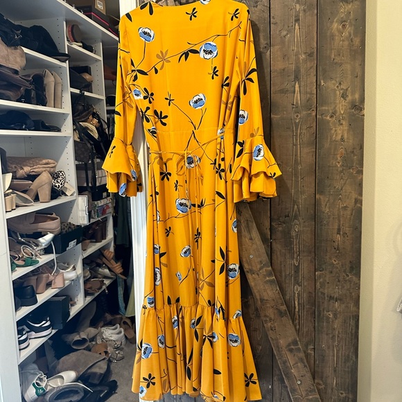 Diane Von Furstenberg DVF Luxury Designer Yellow Floral Wrap Midi Dress NWT S - Picture 6 of 6